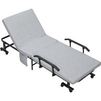 HOMCOM Klappbett Gästebett mit Rollen und 5-stufig verstellbarer Rückenlehne, Reisebett aus Stahlrahmen in Hellgrau und Schwarz, 190x76x33cm   Aosom.de