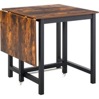 HOMCOM Esstisch ausziehbar, Klappbar Küchentisch mit Rollen, Klapptisch aus Metall, bis 20 kg belastbar, für Küche, Esszimmer, 118 x 70 x 76,5 cm, Braun   Aosom