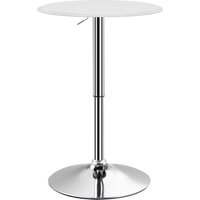 HOMCOM Runder Bartisch mit Höhenverstellung 67-93 cm Hoch Bartisch mit 360° drehbarer Ø63 cm Tischplatte mit rundem verchromtem Metallfuß für Bistro Küche Esszimmer Weiß   Aosom