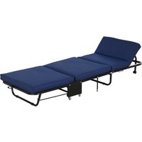 HOMCOM Klappbares Gästebett 2-in-1 mit verstellbarem Kopfteil und Rollen, Stahlrahmen, Schaumstoff, Blau 184x65x26cm für flexibles Schlafen   Aosom.de