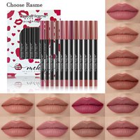 12 color lip liner set Matte nude long lasting non stick cup mixed lipstick foaming lip pencil