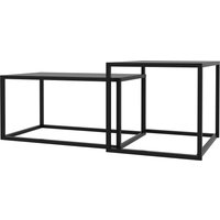 HOMCOM Set aus 2 ineinander verschachtelten rechteckigen modularen Couchtischen im industriellen Stil Set aus 2 ineinander verschachtelten Salon-Couchtischen aus mattem schwarzem Stahl   Aosom