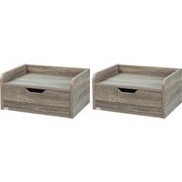 HOMCOM Set aus 2 wandmontierten Nachttischen, hängende Nachttische - ausziehbare Schublade, Tischplatte - aus Spanplatten, Maße 40L x 30B x 19,5H cm, Grau   Aosom