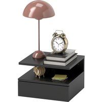 HOMCOM Schwebender Nachttisch für Schlafzimmer, Moderner Nachttisch mit Schublade und oberem Regal aus Holz, 35x32x22,5 cm, Schwarz   Aosom