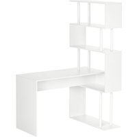 HOMCOM Eckschreibtisch, L-Form Schreibtisch, Computertisch mit 4 Ablagen, PC Tisch Winkelschreibtisch für Büro, Arbeitszimmer, 120 x 80 x 176, Weiß   Aosom