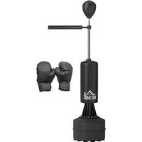 HOMCOM Boxsack stehend 155-205cm Höhenverstellbar Standboxsack mit 360° Reflexstange Speedball, Boxhandschuhen Pumpe, Punchingball Set für Erwachsene Jugendliche, Kickboxsack für Box Training   Aosom