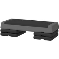 SPORTNOW Aerobic-Stepper, 10,5/15,5/20,5cm Höhenverstellbare Steppbrett, rutschfest, für Zuhause, Fitnessstudio, Büro, Kunststoff, Grau   Aosom