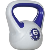 SPORTNOW Kettlebell 6 kg, PU-Beschichtung und Sandfüllung, mit breitem Griff und flacher Basis, für Krafttraining, Zuhause, Fitnessstudio, 20x13x22 cm, Violett und Grau   Aosom