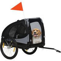 PawHut Hundetransportanhänger bis 20kg für mittelgroße Hunde, mit Netzfenstern, Sicherheitsleine, 140x71x83cm, Oxfordstoff, Schwarz   Aosom.de