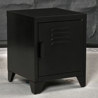 HOMCOM Nachttisch Nachtschrank Beistelltisch mit verstellbarem Regal Tür Nachtkommode Metall Schwarz 50 x 40 x 47 5 cm für Schlafzimmer   Aosom.de