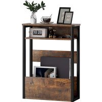 HOMCOM Beistelltisch, Nachttisch, Sofatisch, mit zweistufigem Regal, abgerundete Ecken, verstellbare Fußkappen, für Schlafzimmer, Wohnzimmer, 46 x 18 x 58,5 cm, rustikales Braun   Aosom