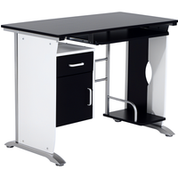 HOMCOM Computertisch Winkelschreibtisch 100x52x75 cm mit Schubladen, Anti-Rutsch, Metall & MDF in Weiß, Schwarz & Silber, ideal für Büro & Home Office   Aosom.de