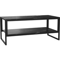 HOMCOM Moderne Couchtisch mit 2 Regale 106 x 50 x 47 cm Schwarz   Aosom