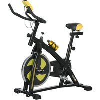 SPORTNOW Fahrradtrainer Heimtrainer mit verstellbarem Sitz und Widerstand Fitnessfahrrad mit LCD-Display, Herzfrequenz-Sensor, Indoor Cycling Bike, Stahl, Gelb   Aosom