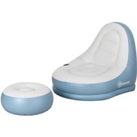Outsunny Aufblasbares Sofa mit Fußhocker und Becherhalter, Luftsofa für Camping und Zuhause, Weiß, 125x100x87cm   Aosom.de