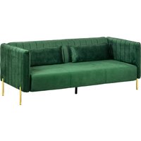 HOMCOM 3 Sitzer Sofa Gästesofa mit 2 Sitzkissen, dreier Couch mit Armlehne, gepolstert Polstersofa mit Samt-Optik, 200 x 88 x 76 cm, Grün   Aosom