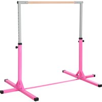HOMCOM Gymnastik Turnreck 13-stufig höhenverstellbar bis 75 kg belastbar, Reckstange aus Stahl & Buchenholz, rosa, ideal für Training und Fitness   Aosom.de