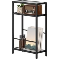 HOMCOM Beistelltisch kleiner Couchtisch mit 3 Ebenen, Tischplatte aus Hartglas, Modernes Nachttisch Sofatisch mit Stahlrahmen für Wohnzimmer, Schlafzimmer, Schwarz   Aosom