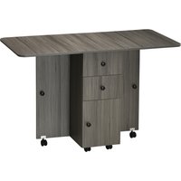 HOMCOM Klappbarer Esstisch Küchentisch mit 2 klappbaren Böden, 2 Schubladen, 1 Schrank und 1 Ablage 120 x 60 x 76,5 cm - Dunkelgrau   Aosom