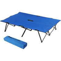 Outsunny Campingbett Klappbar  für 2 Personen, Feldbett mit Tragetasche, bis 136 kg, Stahl Oxford, Blau+Schwarz, 193x125x40cm  Aosom