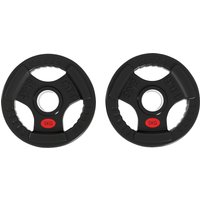 SPORTNOW Hantelscheiben Olympisch, Loch Ø50 mm, 2 Hantelscheiben 5 kg mit Innenring aus Stahl und Dreifachgriff, für Kurzhanteln und Stangen, Fitness-Training zu Hause, Fitnessstudio, Schwarz   Aosom