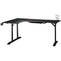 HOMCOM L-förmiger Gaming Schreibtisch mit Kopfhörerhaken, Getränkehalter, MDF Metall, Schwarz+Rot, 168x109x78cm  Aosom