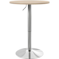 HOMCOM Runder Bartisch, hoher Küchentisch, Stehtisch, höhenverstellbar 69-91 cm, mit 360° drehbarer Platte, Stahlbasis in Naturholz und Grau   Aosom