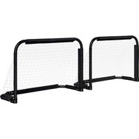 HOMCOM Fußballtor 2er Set Klappbar Fussballtore mit Metallrahmen für Kinder und Erwachsene, Garten, 90 x 36 x 60 cm, Schwarz   Aosom