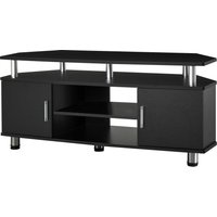 HOMCOM TV-Bank im zeitgenössischen Design mit Multi-Aufbewahrung: 2 Türen Zentrale Nische Regal Große Plattform 120L x 40B x 52H cm Schwarz Chrom   Aosom