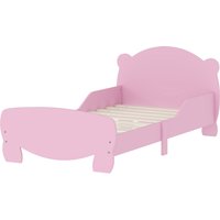 AIYAPLAY Montessori Kinderbett 3-6 Jahre, 140x70 cm Einzelbett für Kinder mit Anti-Fall-Leisten und Bärenholz-Lattenrost für Kinderzimmer, Rosa   Aosom