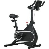 SPORTNOW Heimfahrrad Fitnessbike Indoor-Exercise-Bike mit leisem Schwungrad LCD-Display verstellbarem Lenker und Sitz Tabletthalter Flaschenhalter aus Stahl in Schwarz   Aosom