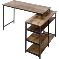 HOMCOM Eckschreibtisch L-Form PC-Tisch mit Regal und Schublade 135x90x79cm rustikales Braun Spanplatte Metall für Büro & Home Office   Aosom.de