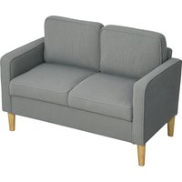 HOMCOM Sofa 2 Sitzer klein Couch mit Armlehne, Stauraum, modern Polstersofa mit Cordoptik, Holzbeine, Kissen, Loungesofa für Wohnzimmer, Schlafzimmer, 117 x 63 x 79 cm, Hellgrau   Aosom