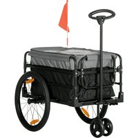 HOMCOM 2-in-1 Fahrradanhänger Lastenanhänger Transportanhänger für Fahrrad mit 20 Zoll-Luftreifen 40 kg Belastbarkeit 130 x 64 x 64/103 cm   Aosom