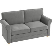 HOMCOM Sofa 2 Sitzer Couch mit Armlehne Dick Gepolstert Doppelsofa Modern Polstersofa mit S-Feder, Leinenoptik, Holzbeine für Schlafzimmer Wohnzimmer, 150 x 74 x 86 cm, Dunkelgrau   Aosom
