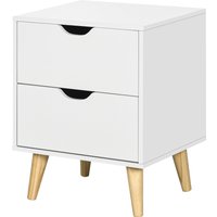 HOMCOM Nachttisch Nachttisch im skandinavischen Stil mit 2 Schubladen in Weiß und Holzoptik - 40 x 35 x 50,5 cm   Aosom