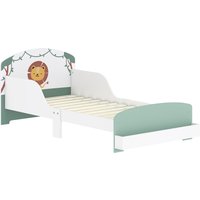 AIYAPLAY Kinderbett 3-8 Jahre Niedrig mit Stauraum und Seitengittern, Kinderbett aus MDF und Sperrholz, 150x77x60 cm, Grün   Aosom