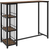 HOMCOM Bartisch Stehtisch Tresentisch mit 3 Ablageflächen Bartheke Küchentisch mit Holzoptik, Stahlgestell, für Esszimmer, Küche, Braun, 120 x 40 x 105 cm   Aosom