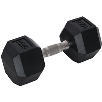 HOMCOM Hexagon Kurzhantel Gusseisen Hantel Gummi-Hantel Griff gerändelt Gewichte Metall Gummi schwarz 1 x 15 KG   Aosom