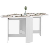 HOMCOM Klappbarer Esstisch, ovale Küchentischklappe für bis zu 6 Personen, für kleine Räume, Esszimmer, weiß   Aosom