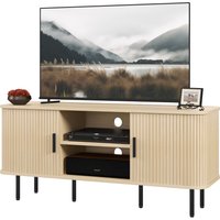 HOMCOM TV-Schrank, TV-Bank, mit 2 Rolltüren aus Lamellen, 120 cm, skandinavisches Design, TV-Schrank für Fernseher bis zu 55 Zoll, Eichenholzton   Aosom