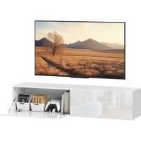HOMCOM Schwebendes TV-Möbel für Fernseher bis zu 45 55 65 Zoll mit 2 Türen, schwebende TV-Bank für Wohnzimmer Schlafzimmer, 140 x 33 x 29,8 cm, weiß   Aosom