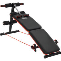 HOMCOM Sit Up Bank Bauchtrainer verstellbar & klappbar, Multifunktions Trainingsbank mit Trainingsseilen, 110 kg Belastbarkeit, Stahl Schwarz Rot   Aosom.de