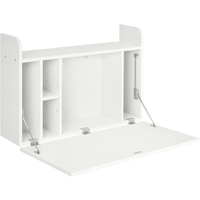 HOMCOM Wandtisch klappbar Wandklapptisch Schreibtisch mit Regalen großer Stauraum Computertisch Bürotisch Esstisch modernes Design Weiß 77x20x41 cm   Aosom