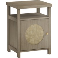 HOMCOM Nachttisch mit Rattantür, Nachttisch mit offenem Regal und Fach, Beistelltisch für Schlafzimmer, Wohnzimmer, 40x35x55 cm, Naturholz   Aosom