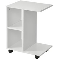 HOMCOM Beistelltisch in C-Form, Kaffeetisch, Couchtisch, Standtisch, Eckschreibtisch, E1-Spanplatte, Weiß, 45 x 35 x 58 cm   Aosom