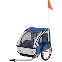 HOMCOM Kinderanhänger Kinderfahrrad, für 2 Kinder, Stahlrahmen, Sitzträger mit Sicherheitsgurt, für Kinder ab 18 Monaten, Oxford-Gewebe   Aosom