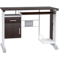 HOMCOM Schreibtisch mit Schubladen Computertisch 100x52x75cm Anti-Rutsch Metall MDF in Schwarznuss und Silber für Büro und Homeoffice   Aosom.de