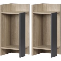 HOMCOM Nachttischset Modernes Grau mit Offener Ablage, 2 Stück aus Spanplatte für Schlafzimmer und Wohnzimmer, 27x25x60 cm   Aosom