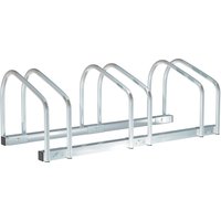 HOMCOM Fahrradständer Boden oder Wand, Bodenständer für 3 Fahrräder aus Stahl, Räder bis 65 mm, 76x33x27 cm, Silber   Aosom